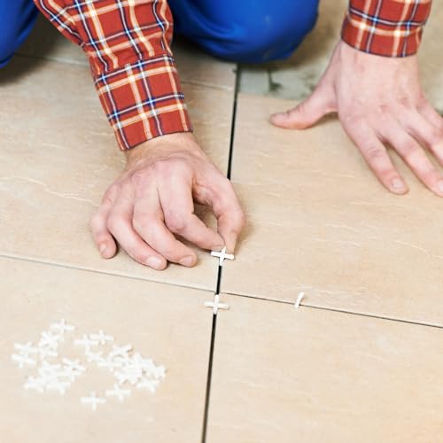 QUARKZMAN 200 Stück Wand- und Bodenfliesen Kunststoff T-förmige Abstandshalter Fliesenwerkzeuge 1,5 mm 1/16 Fliesenabstandshalter für die Installation von Keramikfliesen, weiß