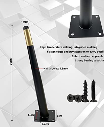 TempFoo 12 Inch Metal furniture Legs Oblique Conical Metal Legs Matte Black Gold Mid-Century Style Furniture Feet for Sofa Cabinet Table Chair Cupboard Couch Home DIY Projects(4PC (30 cm) - Image 2