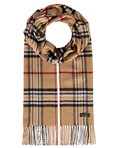 FRAAS Plaid Oversized Cashmink Woven Long-Scarf for Men Women - Made in Germany - Perfect for transition into Fall Winter - 35 x 200 cm - Camel