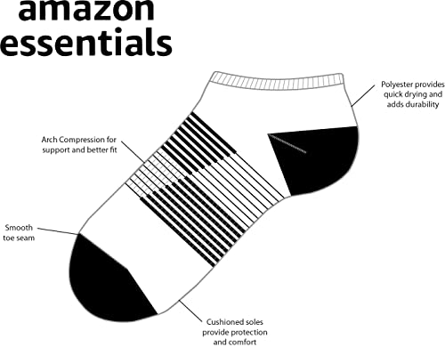 Amazon Essentials Unisex Kids' Cushioned Athletic Low Cut Socks, 6 Pairs, Black, Pastel, Medium #TOP1