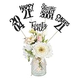 15 PCS 21st Birthday Centerpiece Sticks Twenty One Happy 21st Straight Outta 2004 Table Flower Centerpieces Sticks Cheers to 21 Floral Decorations for 21st Birthday Party Centerpieces Supplies Black