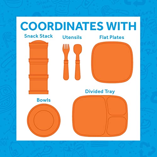 Re Play Set Of 3 - Made In The Usa Deep Divided Heavy Duty Dining Plates With 3 Compartments For All Ages -  Red, Sunny Yellow, Orange (Fall/Thanksgiving) #TOP6