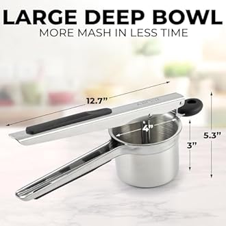 Zulay Kitchen Premium Large 15oz Potato Ricer, Heavy Duty Professional Stainless Steel Potato Masher and Ricer Kitchen Tool, Press and Mash Kitchen Gadget - Silver/Black