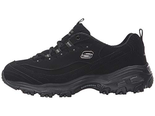 Skechers Sport womens Dlites-play On Memory Foam Lace-up Sneaker,Black/Black,9.5 M US