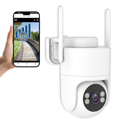 6MP TUYA Security Camera Outdoor, 2.4G/5G WiFi Cameras for Home Security 24/7 Recording, Pan-Tilt 360° View, Color Night Vision,Two-Way Audio, Auto Tracking & Light Alarm, Plug-in cam, Cloud/SD/IP66