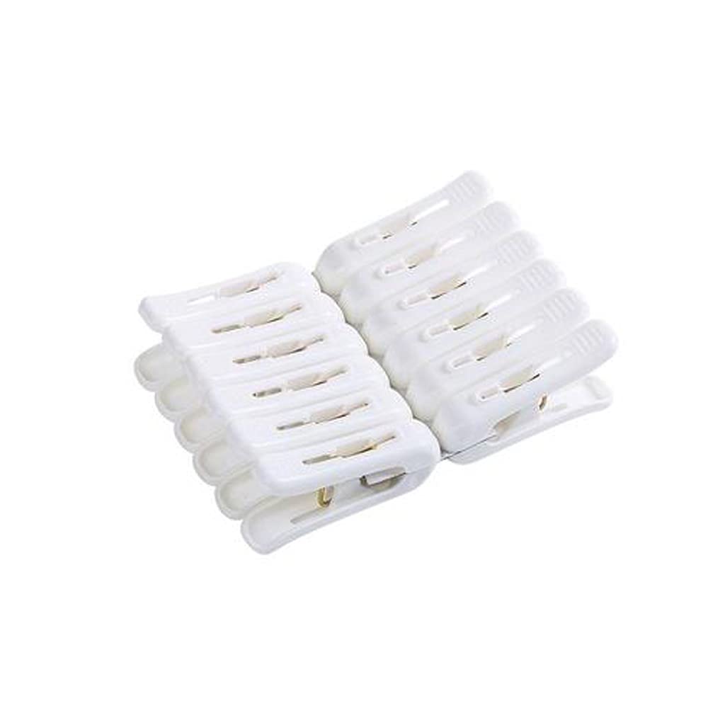 White 12Pcs Strong Anti Wind Clothes Pins Laundry Clips Clothing Pegs Home Small Clothespin Towel Clips Clamp,