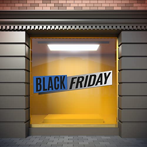 Oedim Vinilo Escaparates Rebajas Black Friday Azul, 150x48cm, Vinilo Adhesivo, Decora tu escaparate, Pegatinas Adhesivas Escaparate, Vinilos Negocios