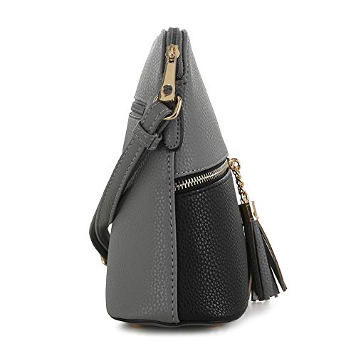 Image of SG SUGU Lunar Lightweight Medium Dome Crossbody Bag Shoulder Bag with Tassel | Zipper Pocket | Adjustable Strap