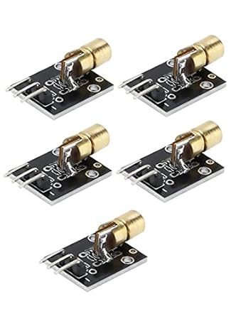 TECHDELIVERS| 3 Pin Laser Transmitter| Module 650NM| 5V| Red Transmitter| Dot Diode Module for Laser Sensor Projects| 5Pcs