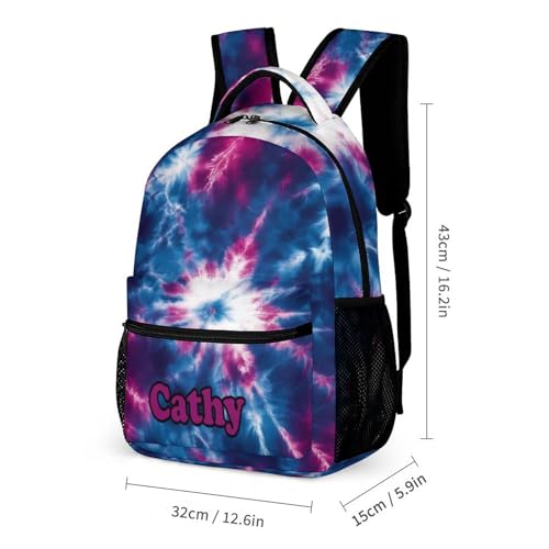 Tie Dye Navy Kids Backpack Set with Lunch Box & Pencil Case - School Backpack for Boys Girls, Lightweight Durable Bookbag, Water-Resistant Classroom Supplies, Ideal for Elementary Middle High School2