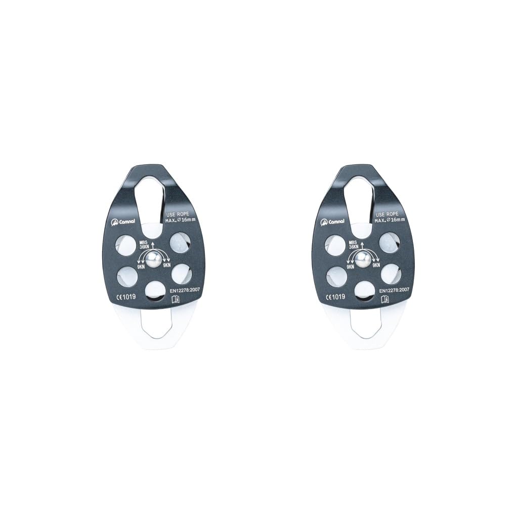 Polea de escalada de doble polea 36KNRigging dispositivo de espeleología para cuerda de 16 mm, negro, 151,5 x 82 mm
