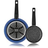 VITREX Etai Blue - Juego de Sartenes 18+24cm, Acero Vitrificado, Antiadherente, Todo Tipo de Cocinas, Induccion, Mango Baquelita, Fácil Limpieza
