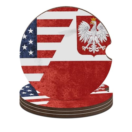 4PCS Posavasos para Carro con Bandera USA Polonia miniatura 1