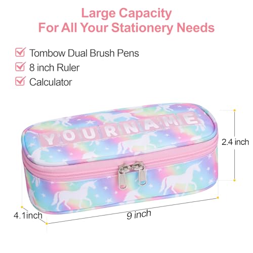 Image of Bagseri Kids Pencil Case Box - Unicorn Pencil Case for Girls Bid Capacity Pencil Pouch for School, Multifunction Pencil Bag with Compartments for Kids Teen, Pen Case Only (Colored Unicorn)