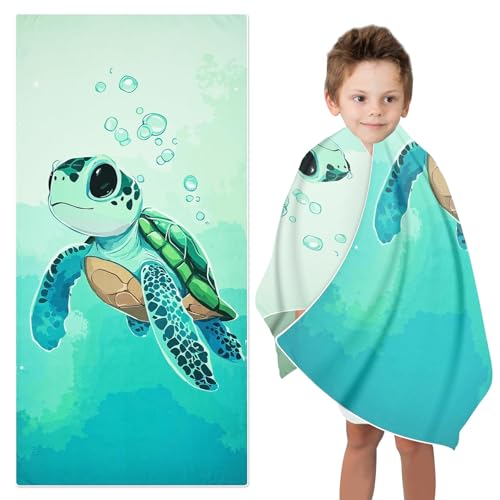 TZQFROCE Strandtuch für Kinder 70 x 140 cm Jungen Meeresschildkröte Strandhandtuch Strandtuch Jungen Schwimmen Duschtuch Meeresschildkröte Jungen Mädchen für Strand Reise Schwimmen