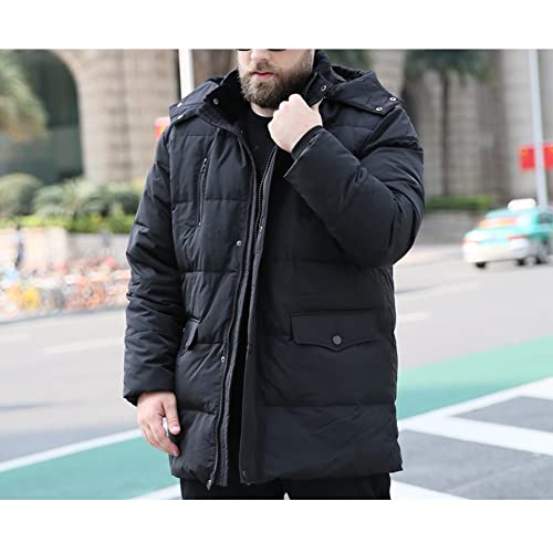 Winter Coat Mens Jackets Men's Winter Down Jacket Parka Jacket Puffer Coat With Hood Big Tall Sizes Casual (Color : Black, Size : 5Xl) #TOP2
