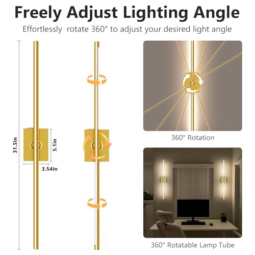 Eneru Battery Operated Wall Sconces Set of 2, Gold Wireless LED Wall Light by Eneru - Used condition - Image 7