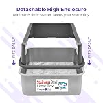 iPrimio XL Stainless Steel Litter Box for Cats with Enclosure and 1 Scooper - Easy to Clean, High-Sided Litter Box for Extra Litter Scatter Protection - XL Size for Big Cats - 23.5"x15.5"x6" - Image 5