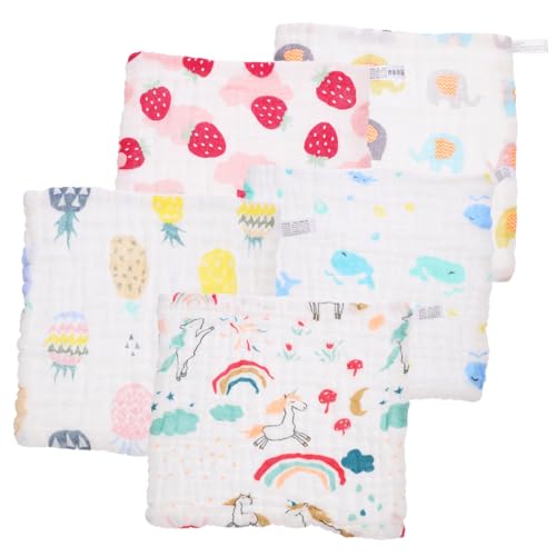 HEMOTON 5 Piezas Toalla De Algodón Absorbente Para Bebés De Toallas De Lactancia Suaves Pañuelos Versátiles Para Uso Diario Casa