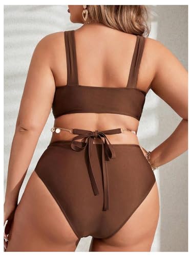 WDIRARA Women's Plus Size One Piece Swimsuit Cut Out Deep V Neck Swimwear2