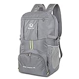 [page_title]-40L Ultraleicht Faltbare Rucksack, Wasserdichter Wanderrucksäcke Multipurpose Reiserucksack Daypack für Wandern Biken Trekking Klettern Bergsteiger Camping Schule Freizeit (grau)