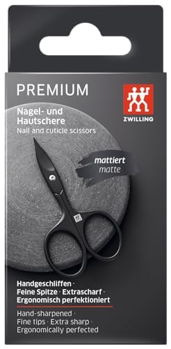 ZWILLING Kombi Nagelschere (Schere für Nägel und Nagelhaut, gebogene Schneide und feine Spitze für präzisen Schnitt), Premium, Schwarz, 90 mm