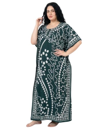 Image of Oussum Plus Size Kaftan Dresses for Women, Polyester Summer Caftan Cover Up Maxi Beach Dress, 1X-3X