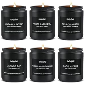 6 Pack Candles for Home Scented Aromatherapy Candles Gifts Set for Mens, Men Candle Set, 42 oz 300 Hour Long Lasting Candles, Gifts for Men, Birthday, Anniversary Present