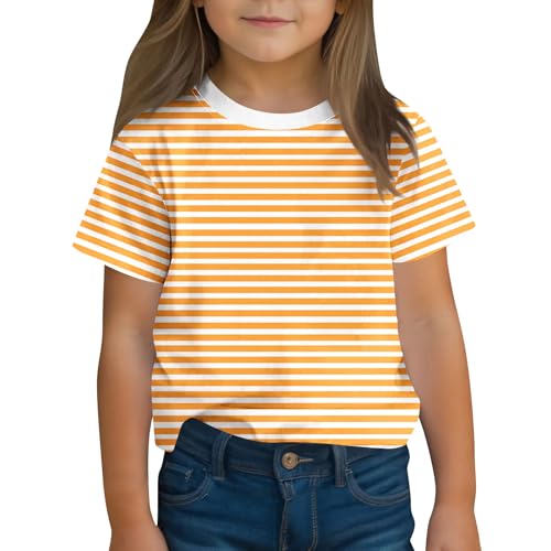 Girls Striped Short Sleeve T Shirts 2025 Kids Summer Crewneck Tops Casual Cotton Basic Tees Daily Wears 3-14 Years