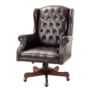 Hulala home maximiliano modern swivel executive chair with tufted back by brown  urban country home decor