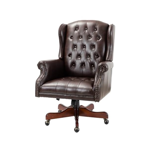Hulala home maximiliano modern swivel executive chair with tufted back by brown  urban country home decor