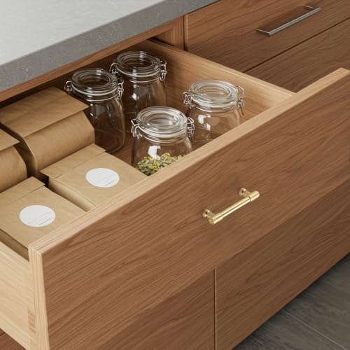 Image of Ravinte 20 Pack 3 Inch Hole Center Solid Kitchen Cabinet Handles Brushed Gold Dresser Pulls Cabinet Drawer Pulls for Kitchen Cupboard Hardware