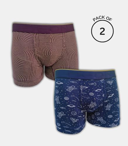 Image of DEON Pack of 2 Micromodal Luxury Print Trunk for Men | Non Itch No Chaffing Sweat Proof