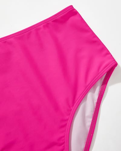 Image of SUUKSESS Women Tummy Control Tankini Bathing Suit Ruffle High Waisted Swimsuit