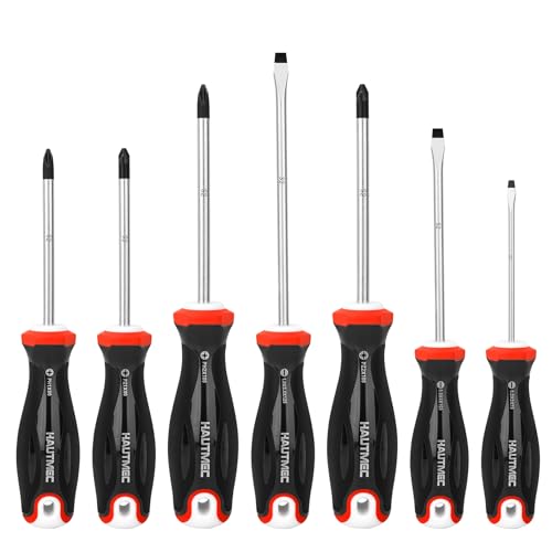 Image of HAUTMEC 7PCS Pro Magnetic Screwdriver Set With Forged S2 Shanks, Magnetic Tips Screw Driver Set and Tri-Material Cushion Grip for Automotive Repair and Site Renovation