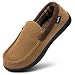 HomeTop Men’s Indoor Outdoor Wool Micro Suede Moccasin Slippers House Shoes (43 (US Men’s 10), Camel)