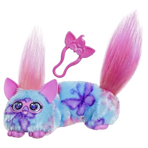 Furby DJ Furblets, Minipeluche electrónico Flut TER Luv Extensible y con Divertidos Efectos de Sonido y música, Habla Furbish, Azul, Rosa y Morado