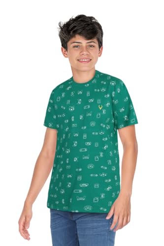 Image of Allen Solly Boys' Crew Neck T‑Shirt | All‑Over Print Design, Soft Cotton Fabric, Comfortable Casual Wear