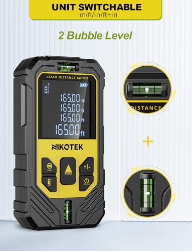 image for Laser Measure, NIKOTEK Laser Distance Meter with 2 Bubble Levels and L