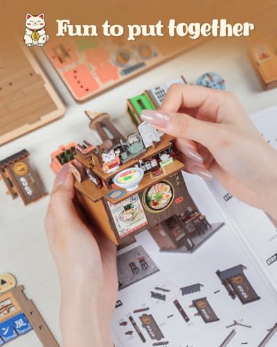 Image of CUTEBEE Book Nook Kit - DIY Dollhouse Houses, Miniature House DIY Building for Adults with LED Lighting, 3D Puzzle & Bookend | Creative Set for Bookshelf Decoration | Gift (Morita-Ya)