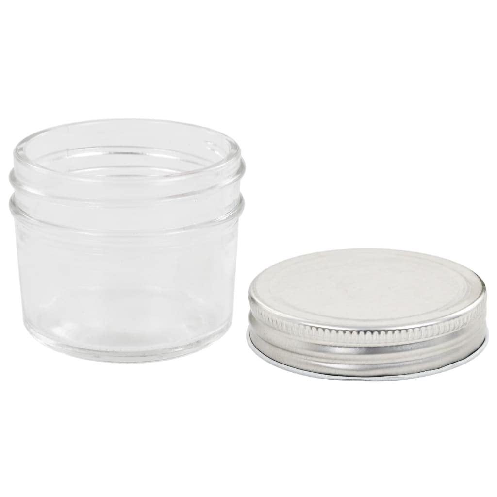 Juego de 96 tarros de cristal de 110 ml con tapa de rosca plateada, pequeños tarros de almacenamiento para mermelada, chutney, especias y delicatessen, tarros vacíos para llenar