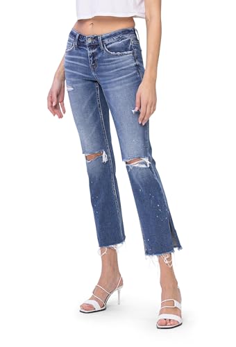 Flying Monkey, Low Rise Ankle Straight Jeans, Medium Blue,4