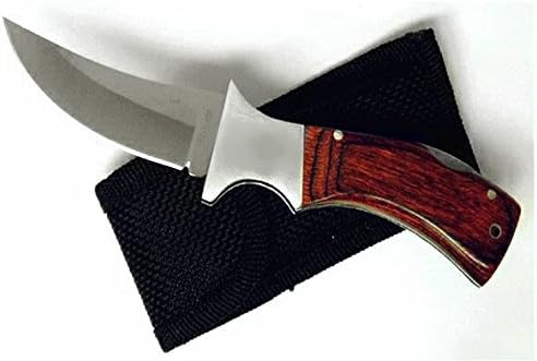 6 1/2" Folding Knife Wood Handle with Pouch 3 1/2" Blade