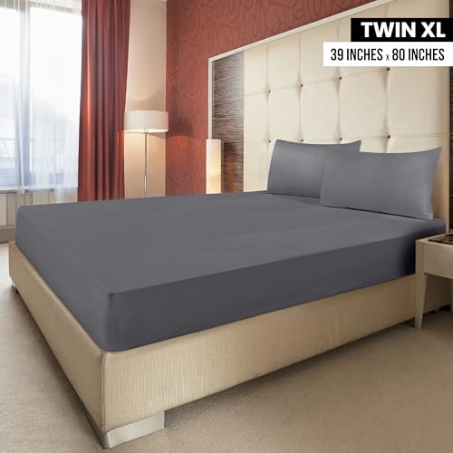 Image of Utopia Bedding Twin XL Fitted Sheets - Bulk Pack of 4 Bottom Sheets - Soft Brushed Microfiber - Deep Pockets - Shrinkage & Fade Resistant - Easy Care (Twin XL, Grey)