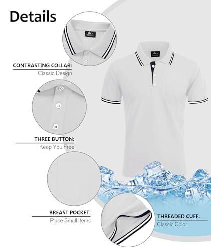 Image of ZITY Men Polo Shirts Short Sleeve with Pocket Golf Polo Wicking Shirts for Men Casual Collared T-Shirts