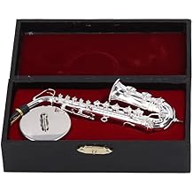 Metal Miniature Saxophone with Stand and Case Mini Sax Decoration Alto Saxophone Ornaments Musical Instrument Model Gift with Box Base 14cm