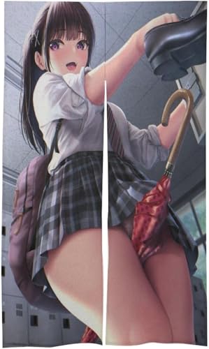 アニメ JK 女の子 のれん 部屋仕切り 遮光 玄関のれんファッション 玄関 ドア カーテン お部屋 室内 洗面所 四季兼用 かわいい 断熱防寒 目隠し 入り口 86x143cm