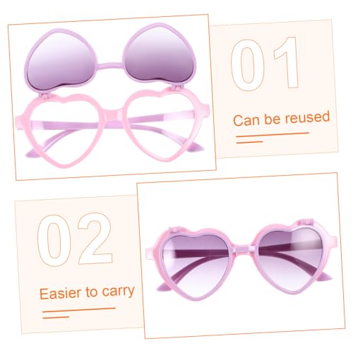 1pair Heart Shaped Sunglasses for Boys and Girls Pc Ac Material Uv Protection Goggles for Ages for Outdoor Activities and Parties Adorable Cartoon Style3
