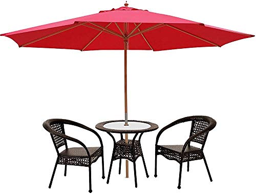 Parasoli da Giardino 13ft XL Ombrello da Patio all'aperto con Posa di faggio Tedesco in Legno in Legno Giardino caffetteria da Giardino Rosso Giardino Rosso