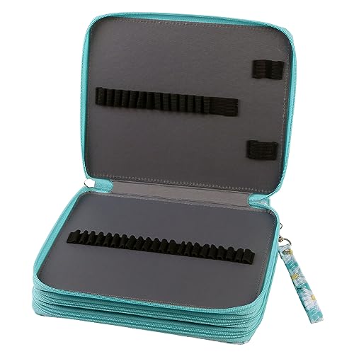 Image of Portable Colored 124 Slots Pencil case Organizer with Printing Pattern for Watercolor Pens or Markers, Pencil Case Organizer for Artist